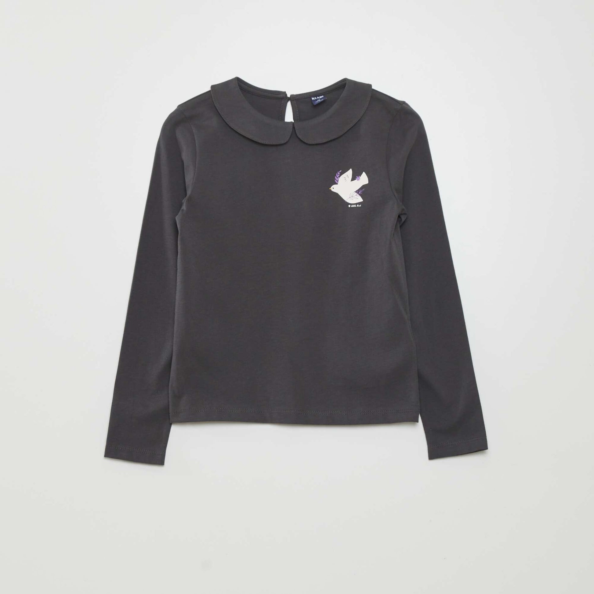 T-shirt col claudine Noir