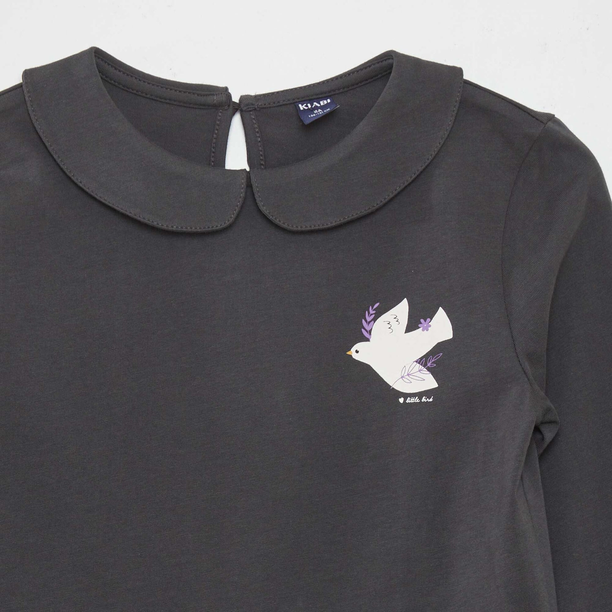 T-shirt col claudine Noir