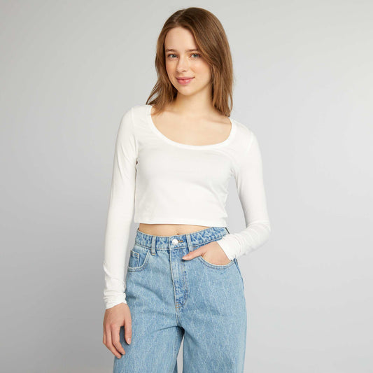 Crop-top manches longues blanc