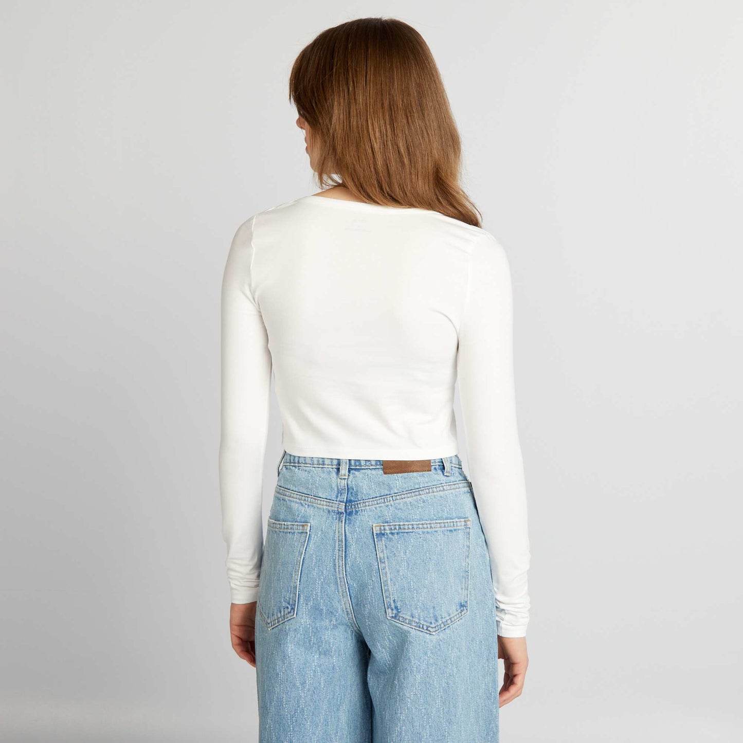 Crop-top manches longues blanc