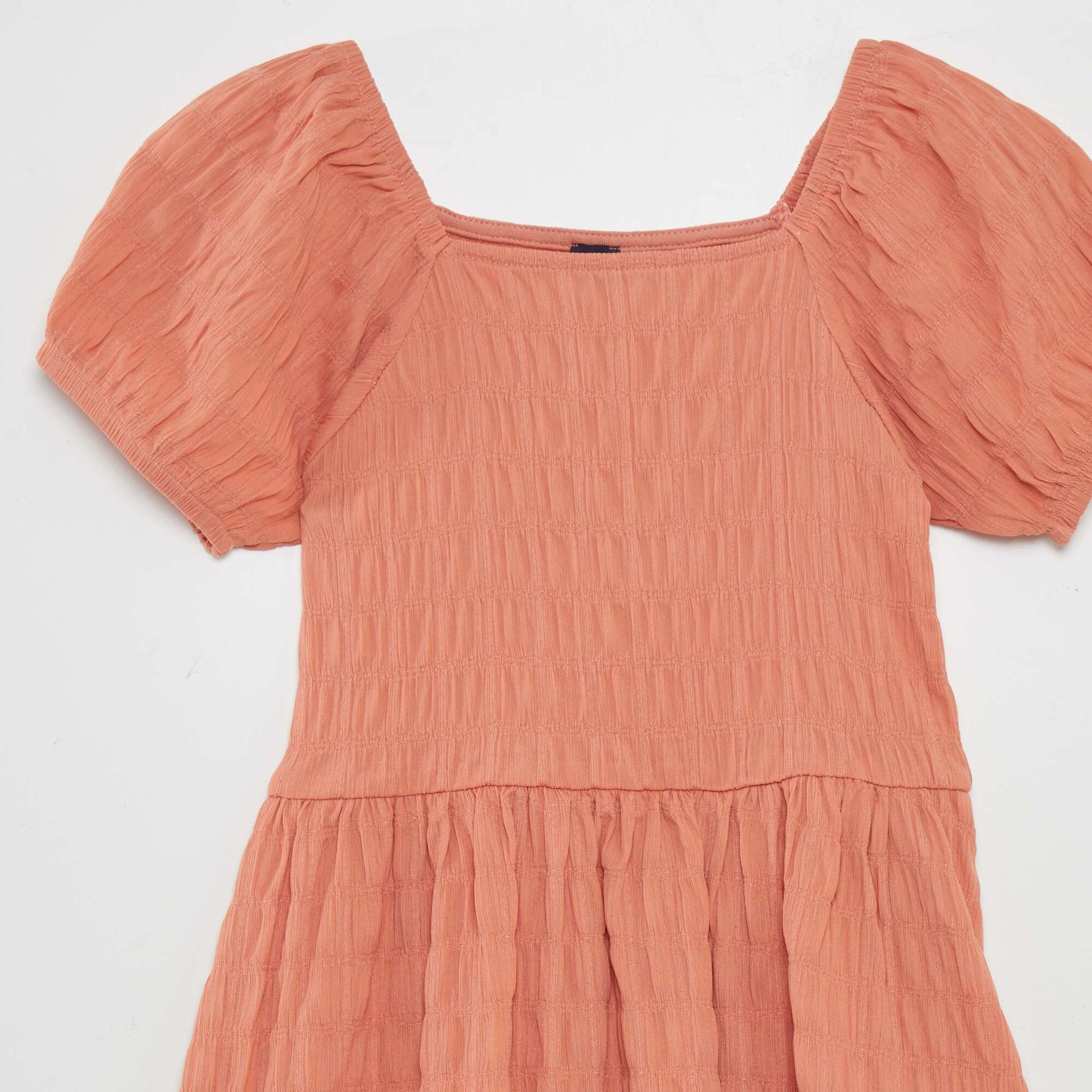 Robe pliss e manches ballons Orange