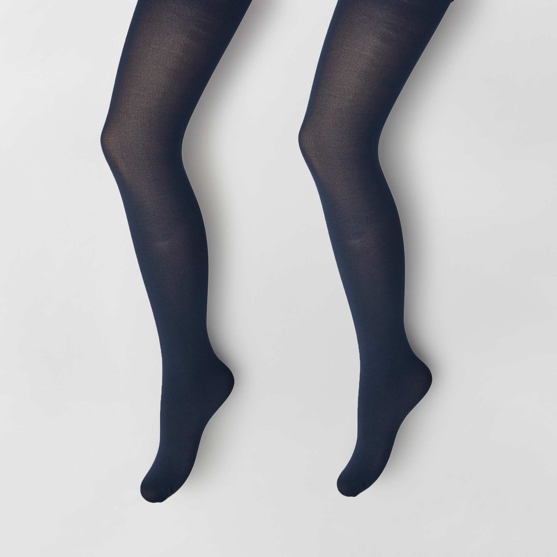 Lot de 2 paires de collants l gers opaques bleu navy