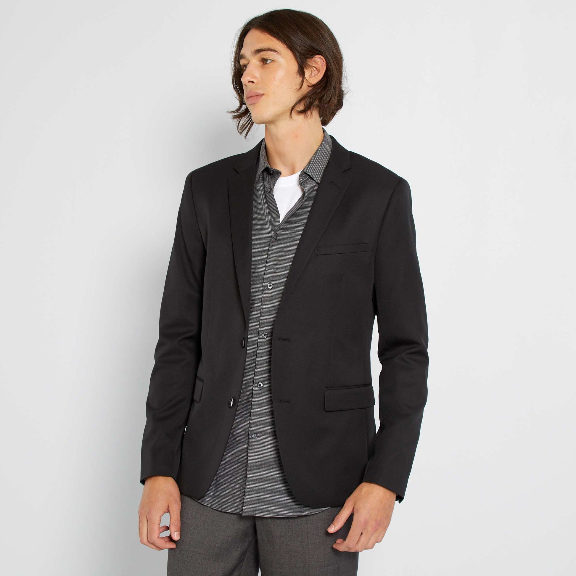 Veste de costume slim en twill noir