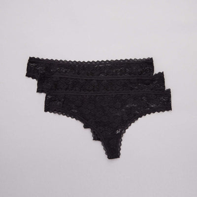Lot de 3 tangas en dentelle noir