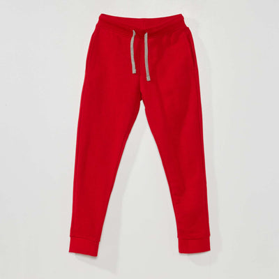 Pantalon de jogging en coton uni - Mixte Rouge