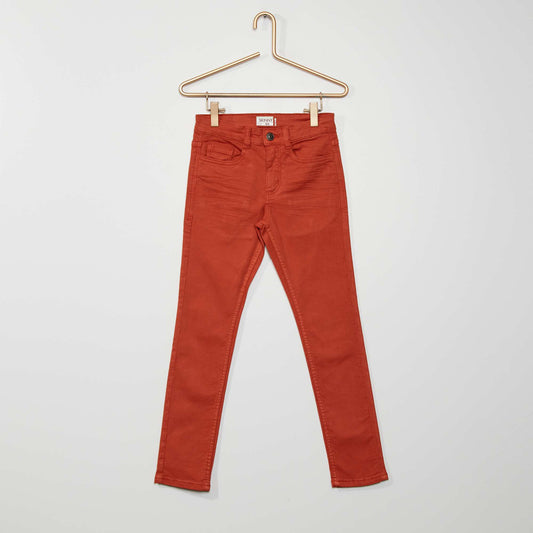 Pantalon skinny cinq poches rouge brique