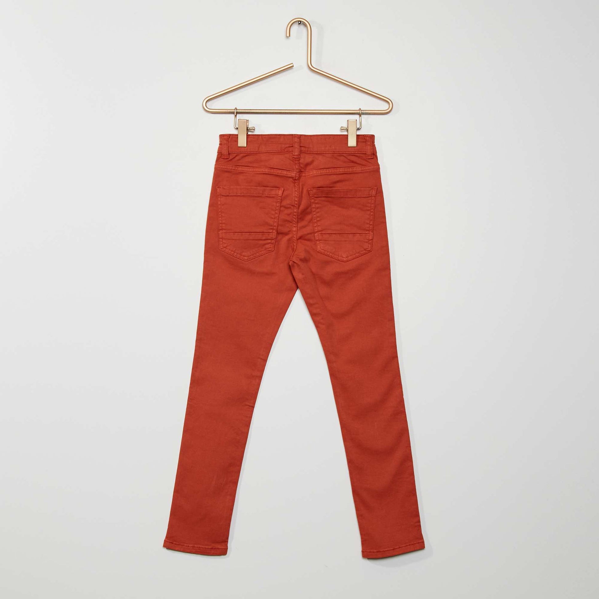 Pantalon skinny cinq poches rouge brique