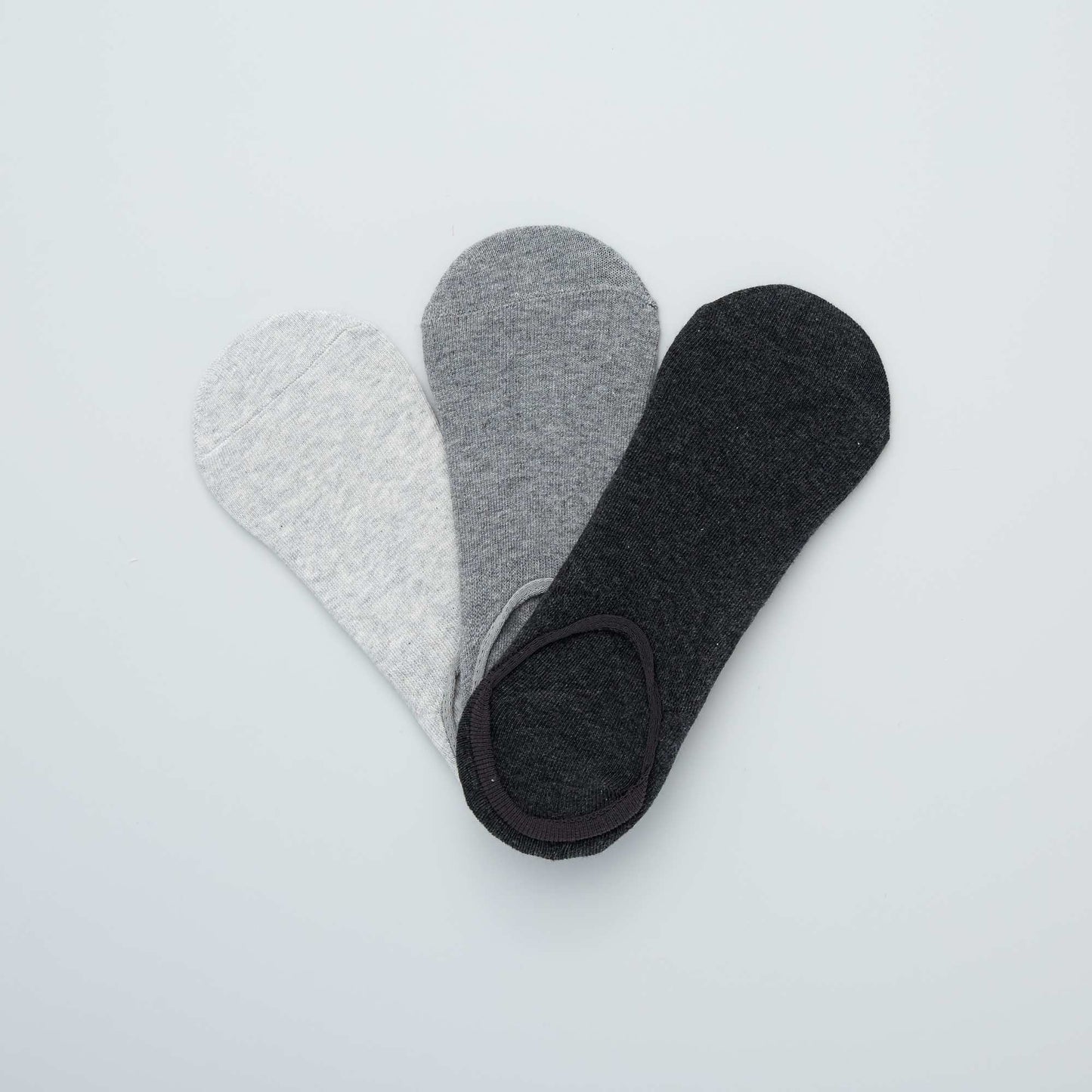 Lot de 3 paires de chaussettes invisibles anth/gris/blanc