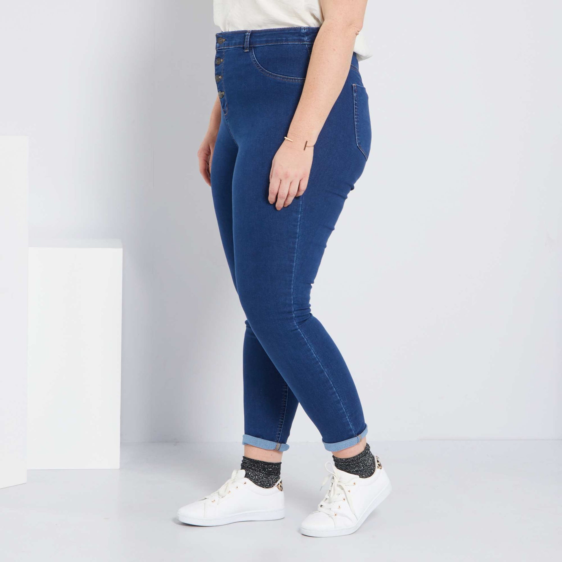Jean skinny taille haute co-con u bleu