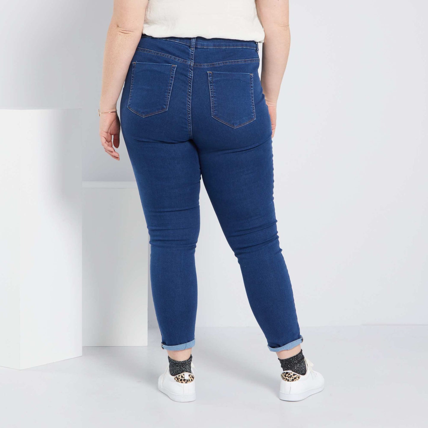 Jean skinny taille haute co-con u bleu