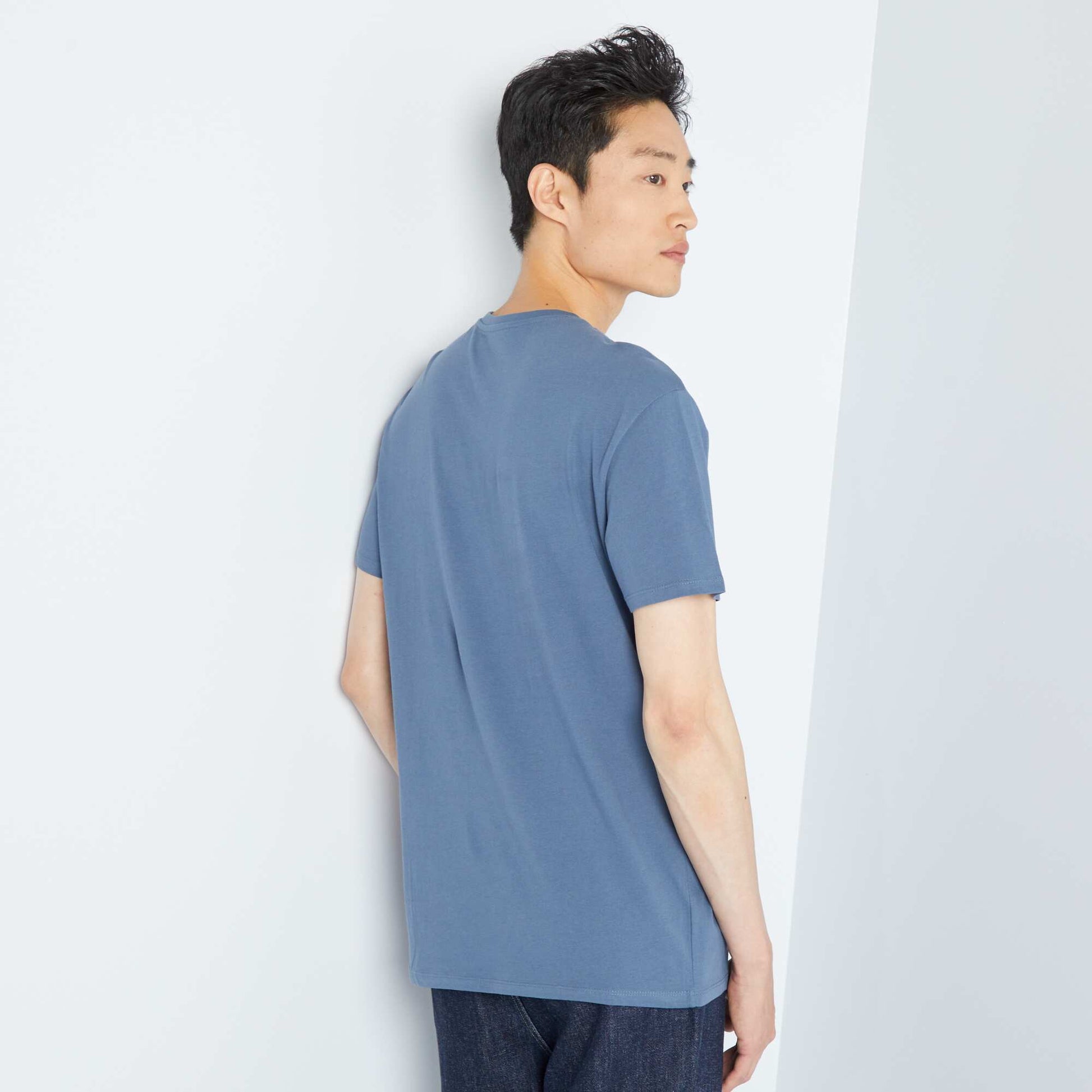 T-shirt droit en jersey uni Bleu