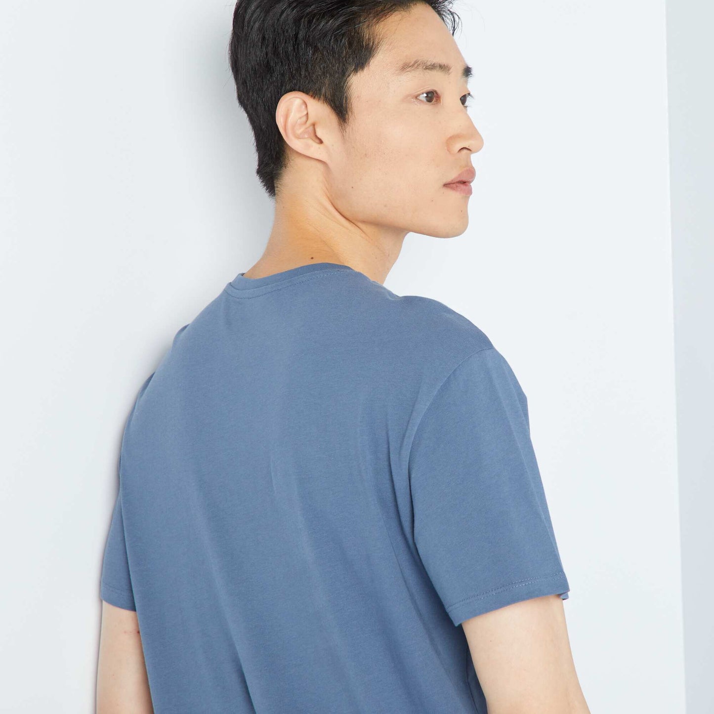 T-shirt droit en jersey uni Bleu
