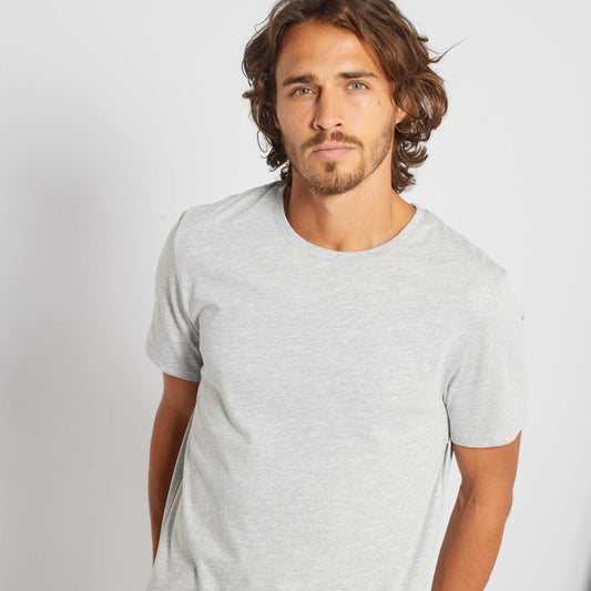 T-shirt jersey uni gris chiné clair