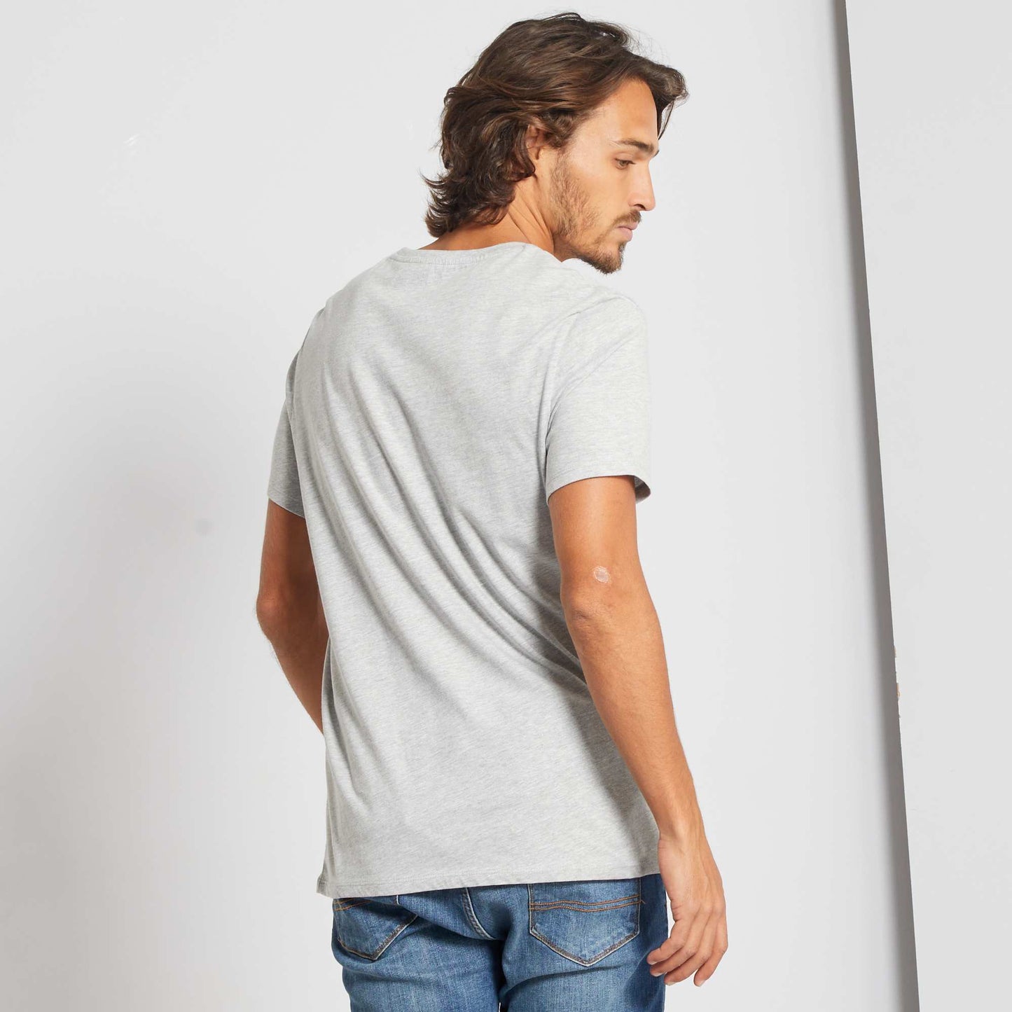 T-shirt jersey uni gris chiné clair