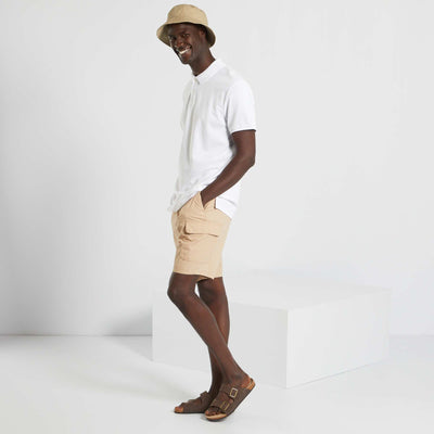 Polo uni en piqu de coton blanc