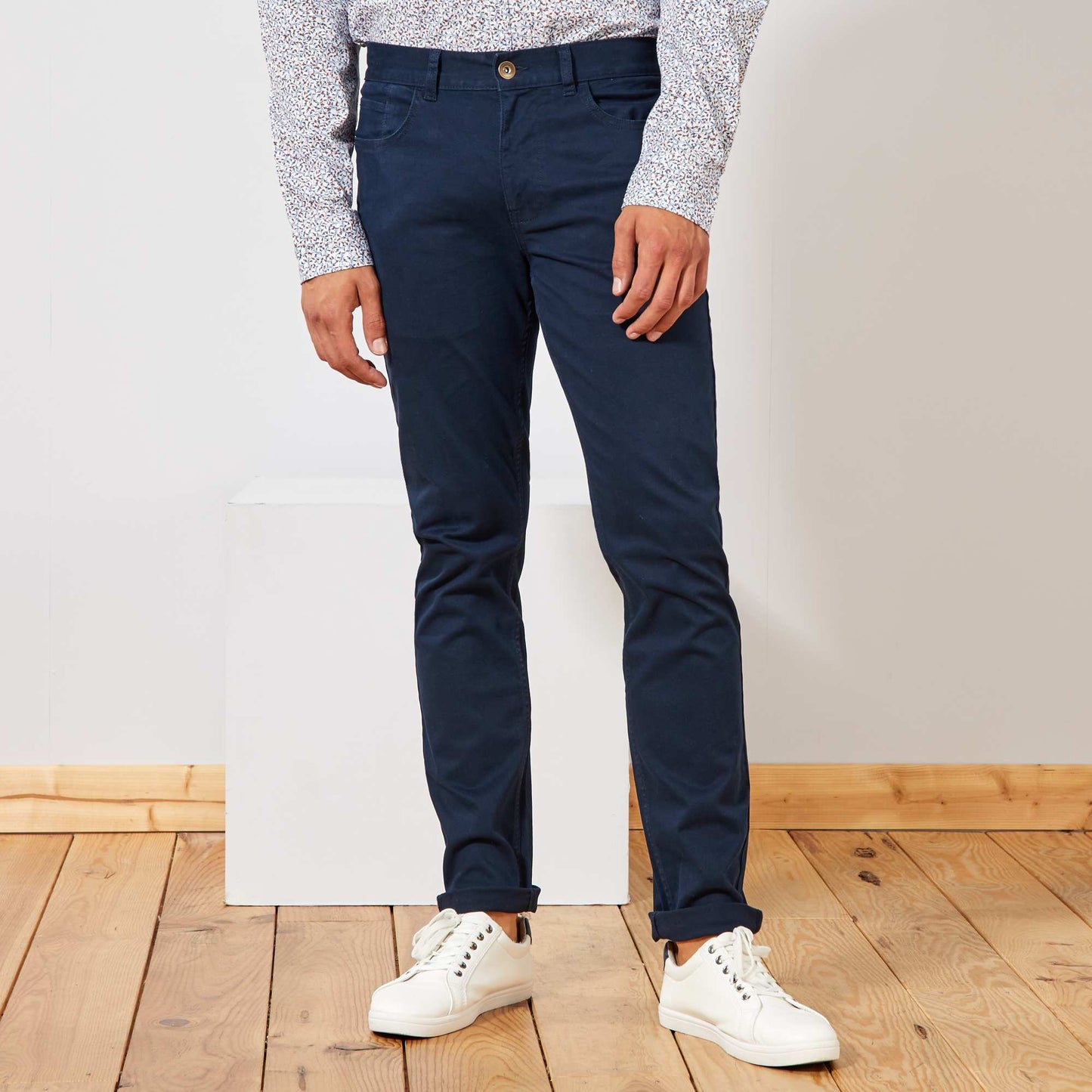 Pantalon slim 5 poches - L32 bleu marine