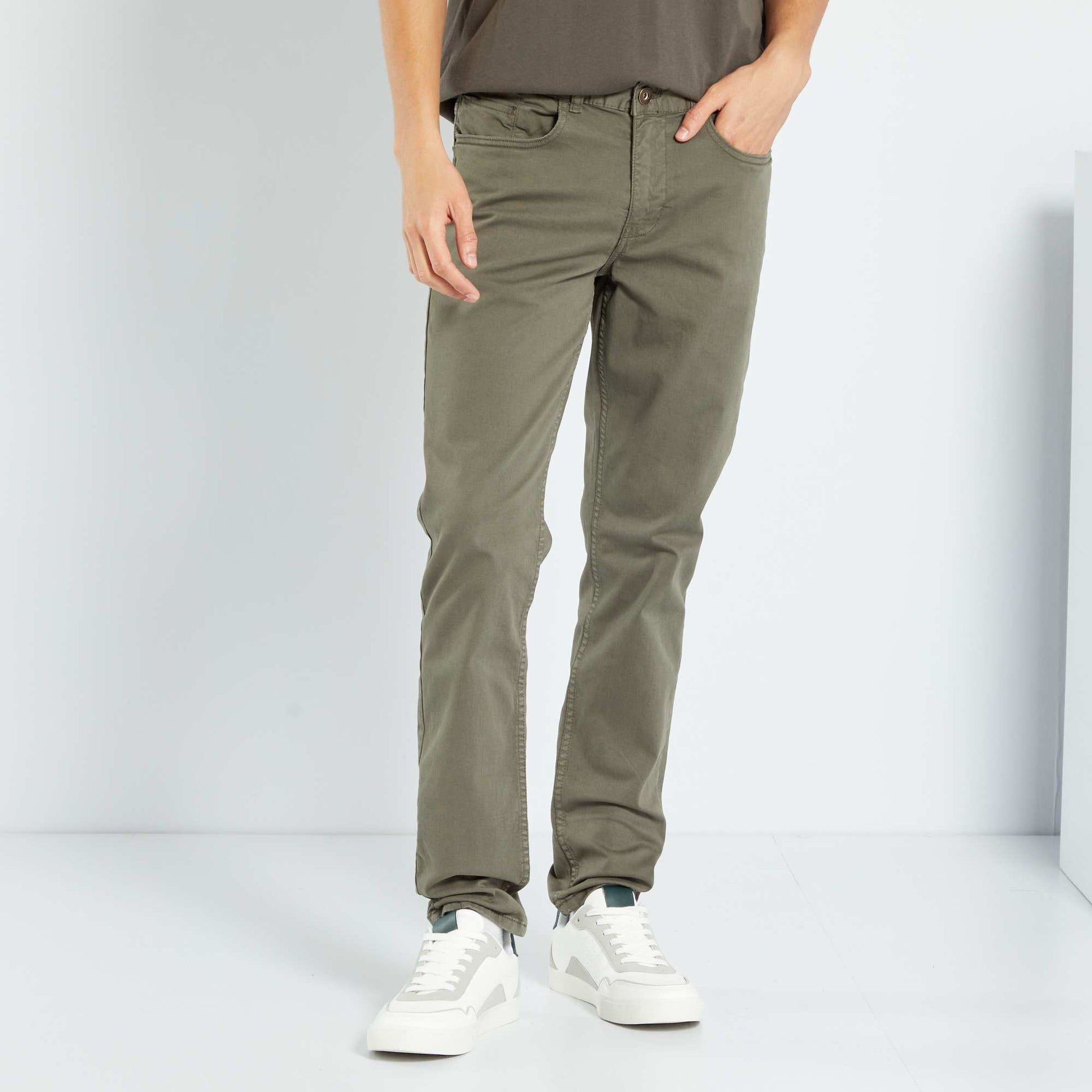 Pantalon slim 5 poches - L32 kaki