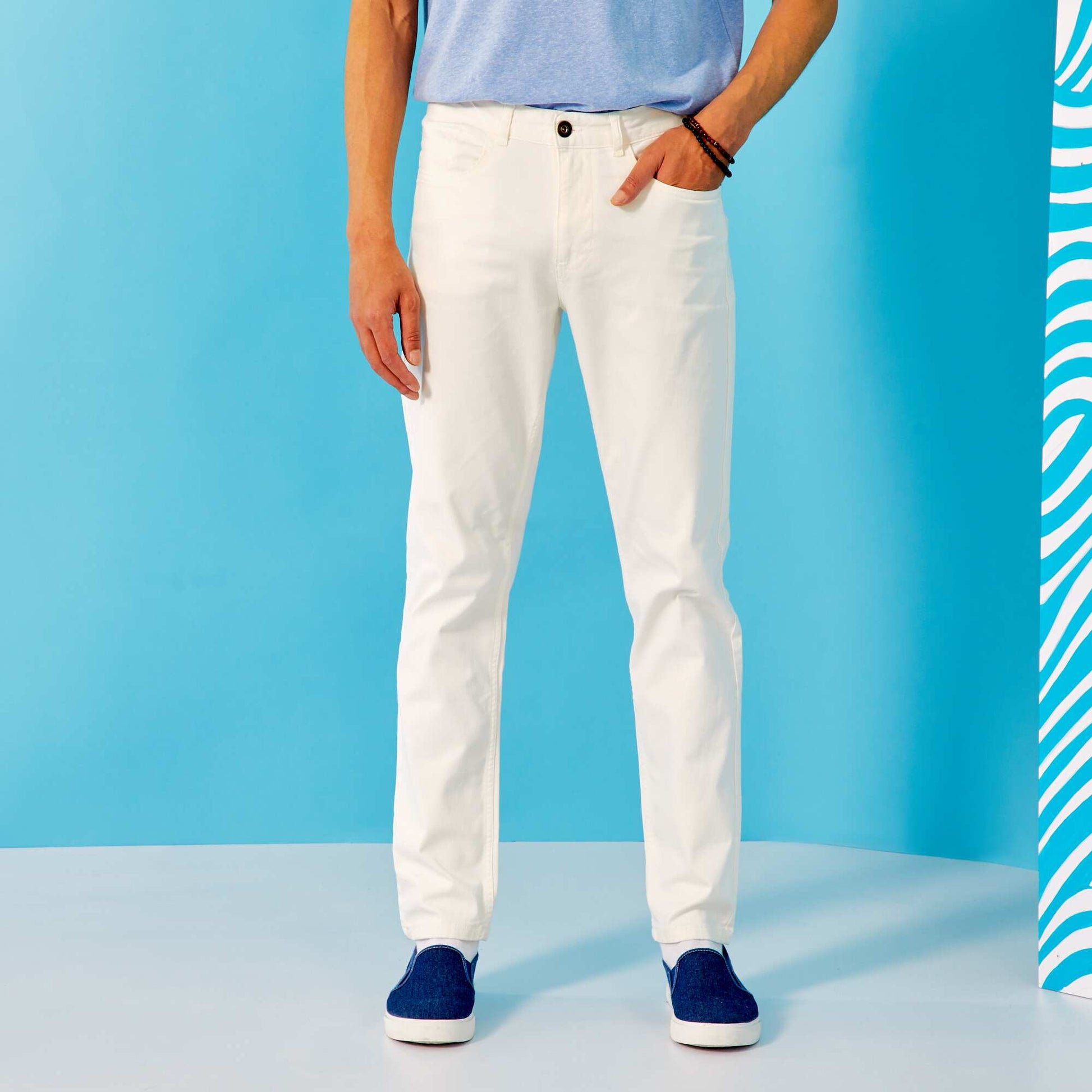 Pantalon slim 5 poches - L32 Blanc