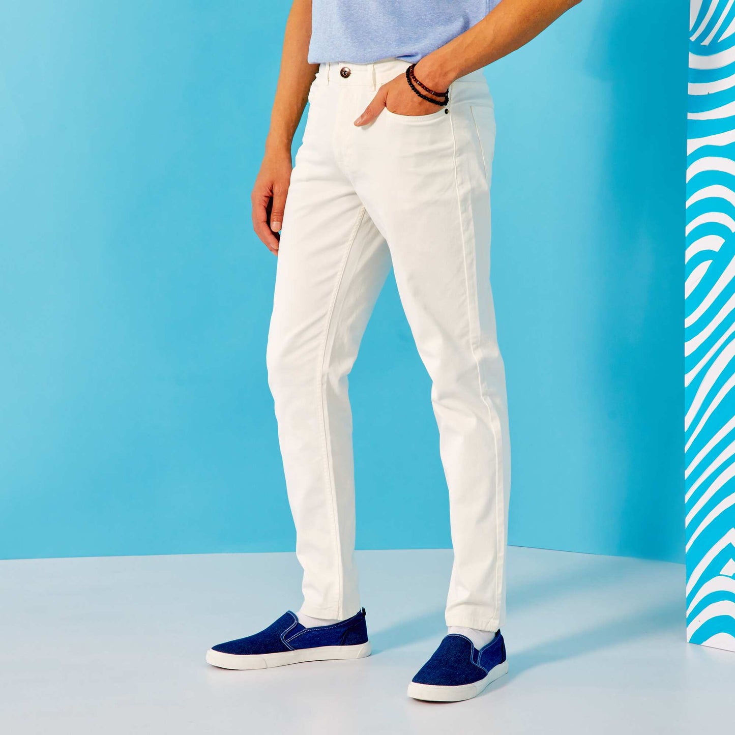 Pantalon slim 5 poches - L32 Blanc