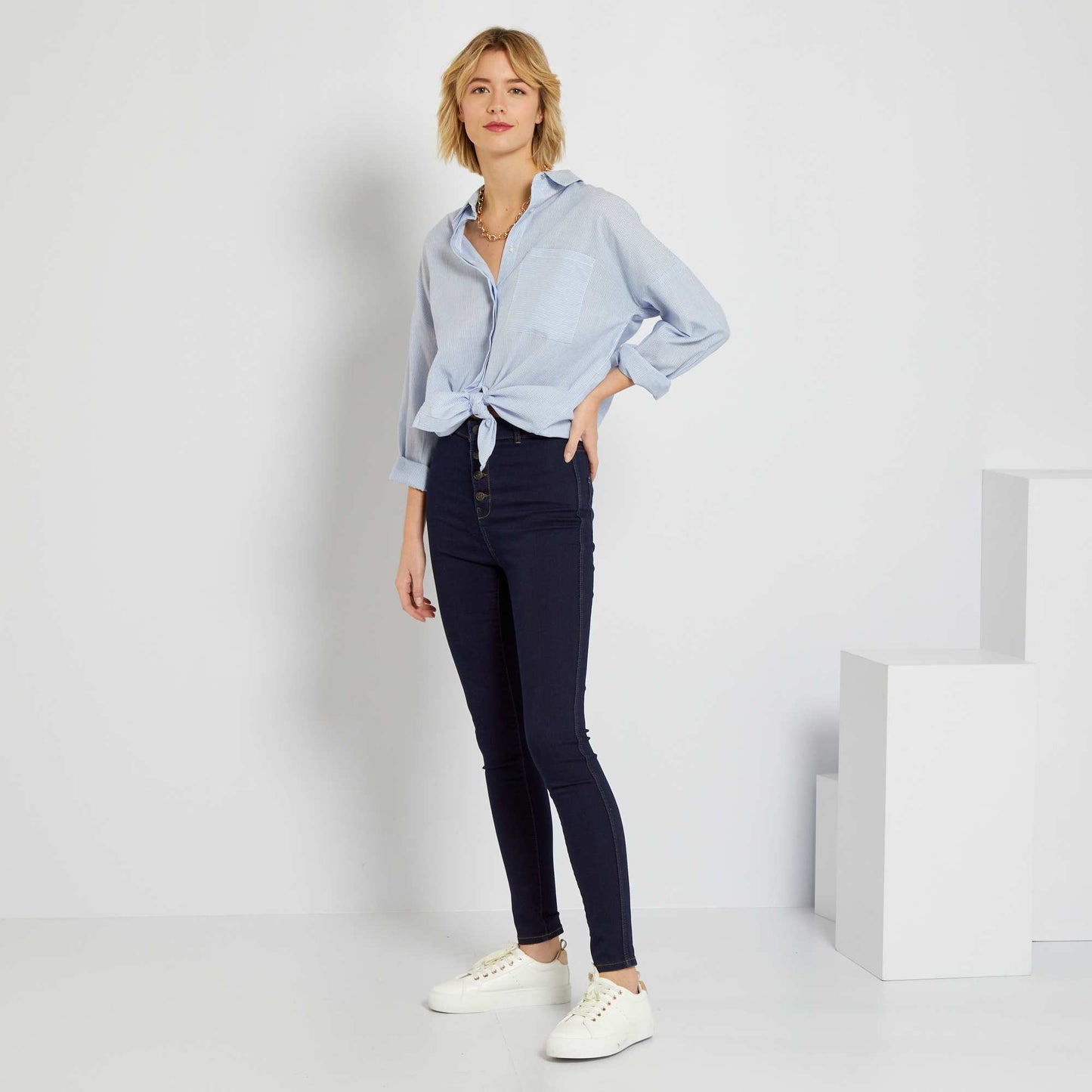 Jean skinny effet galbant Bleu brut