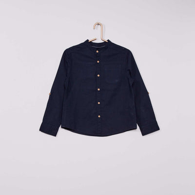 Chemise col mao bleu marine