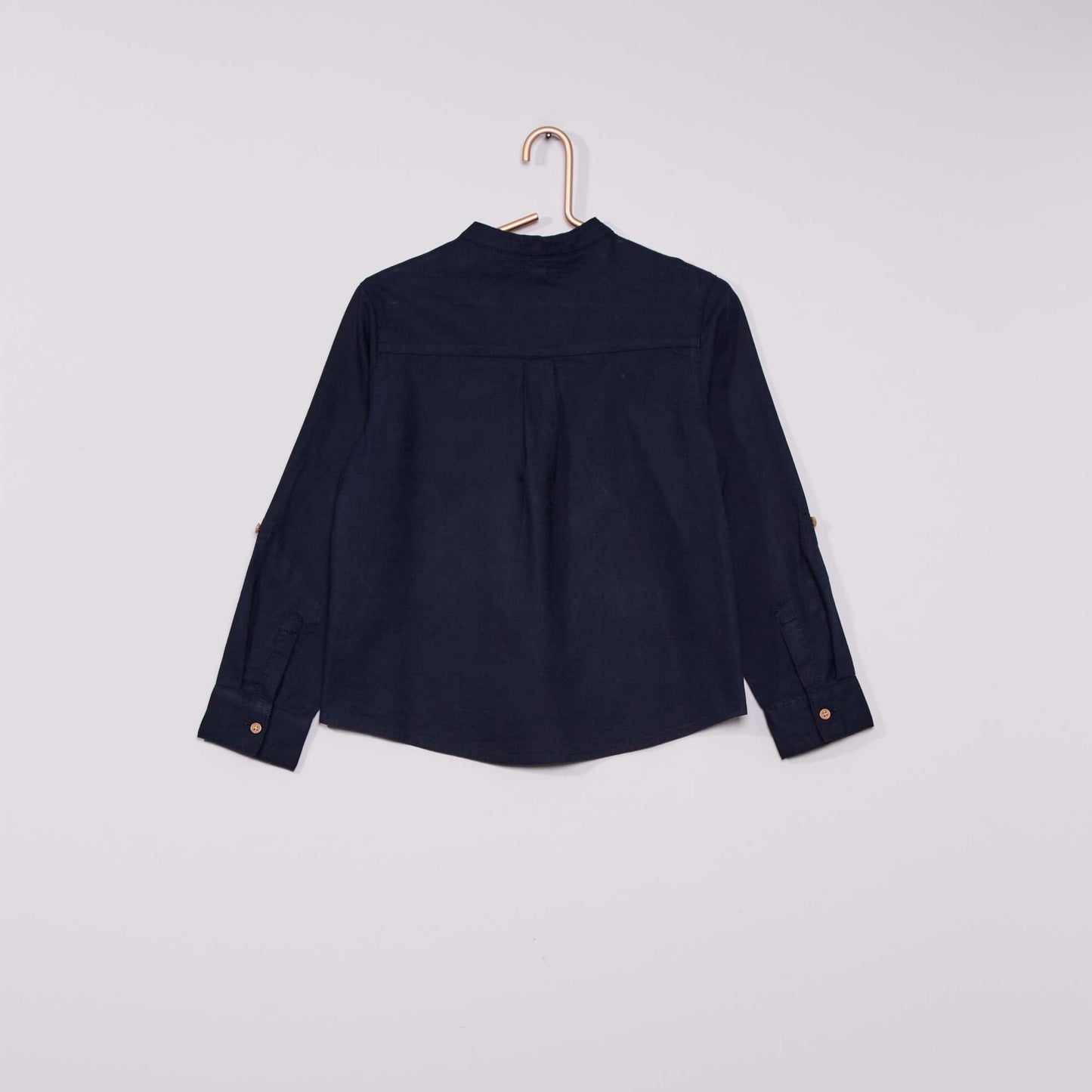 Chemise col mao bleu marine