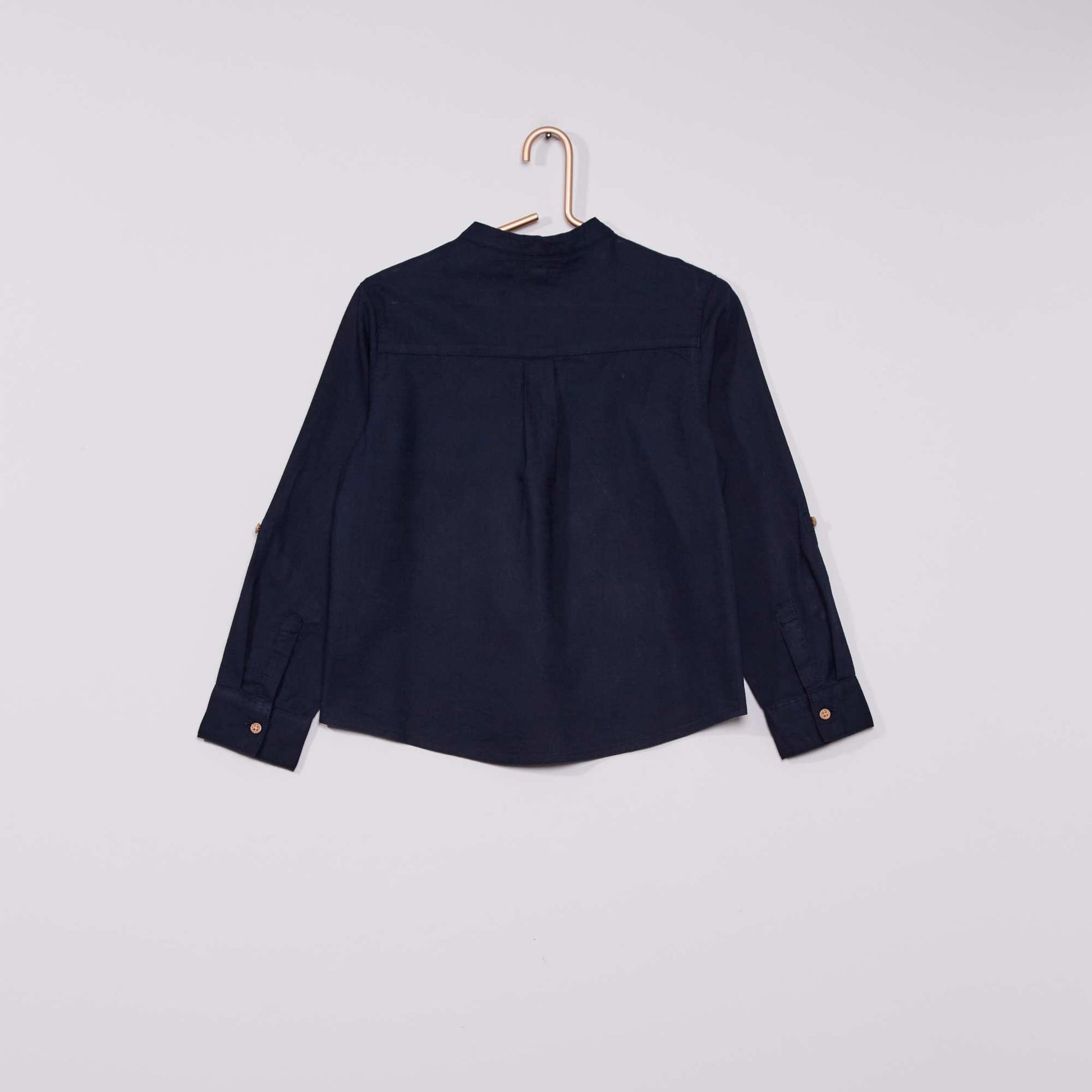 Chemise col mao bleu marine