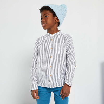 Chemise col mao blanc ray