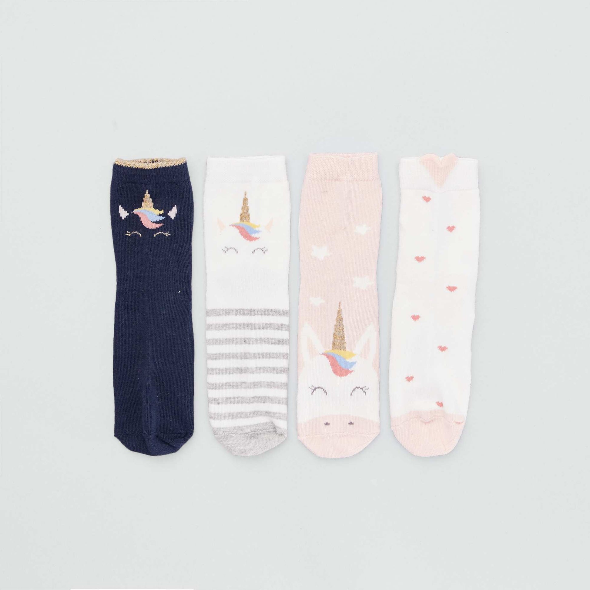Lot de 5 paires de chaussettes 'animal' blanc/marine/gris/rose