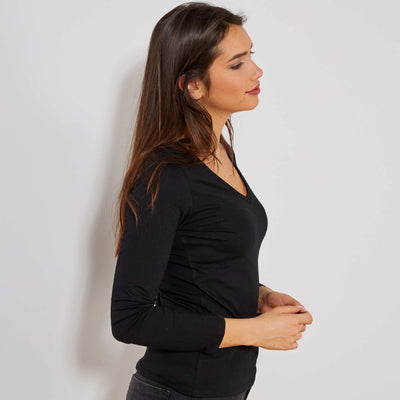 T-shirt col V noir