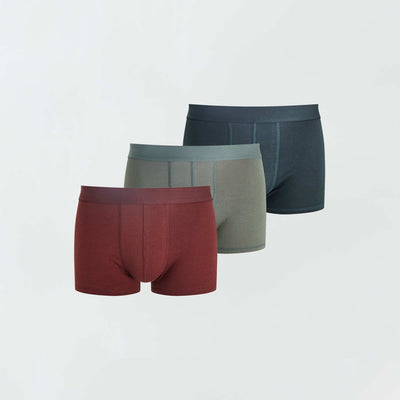 Lot de 3 boxers unis Vert/bordeaux