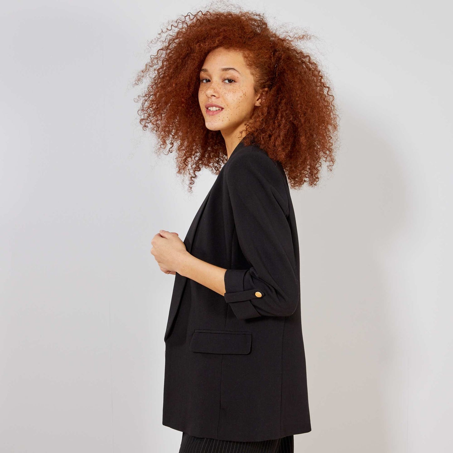 Veste blazer col droit noir