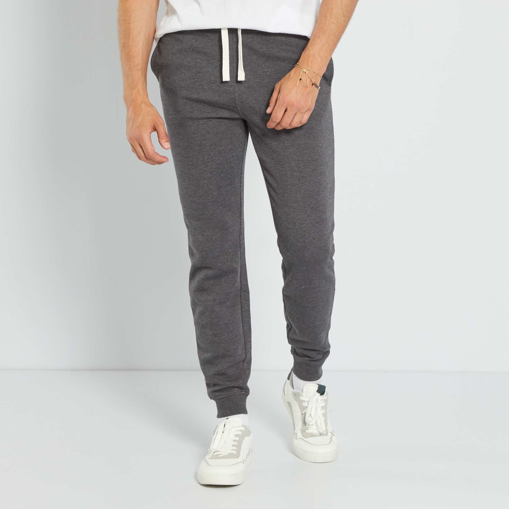 Pantalon uni en molleton anthracite