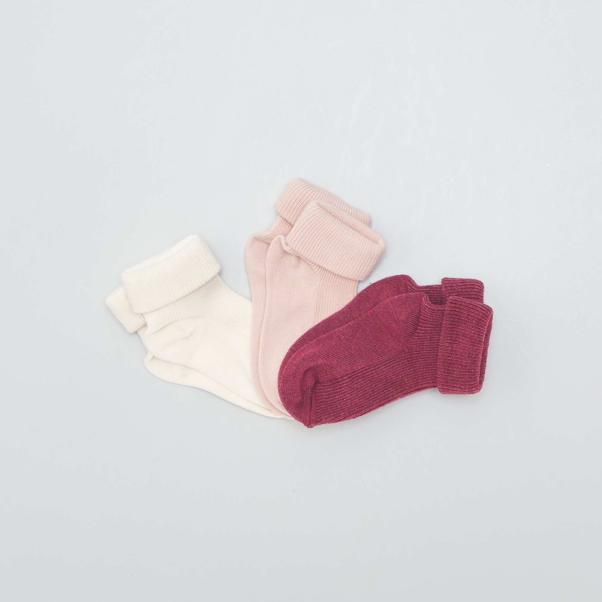 Lot 3 paires de chaussettes Rose/blanc