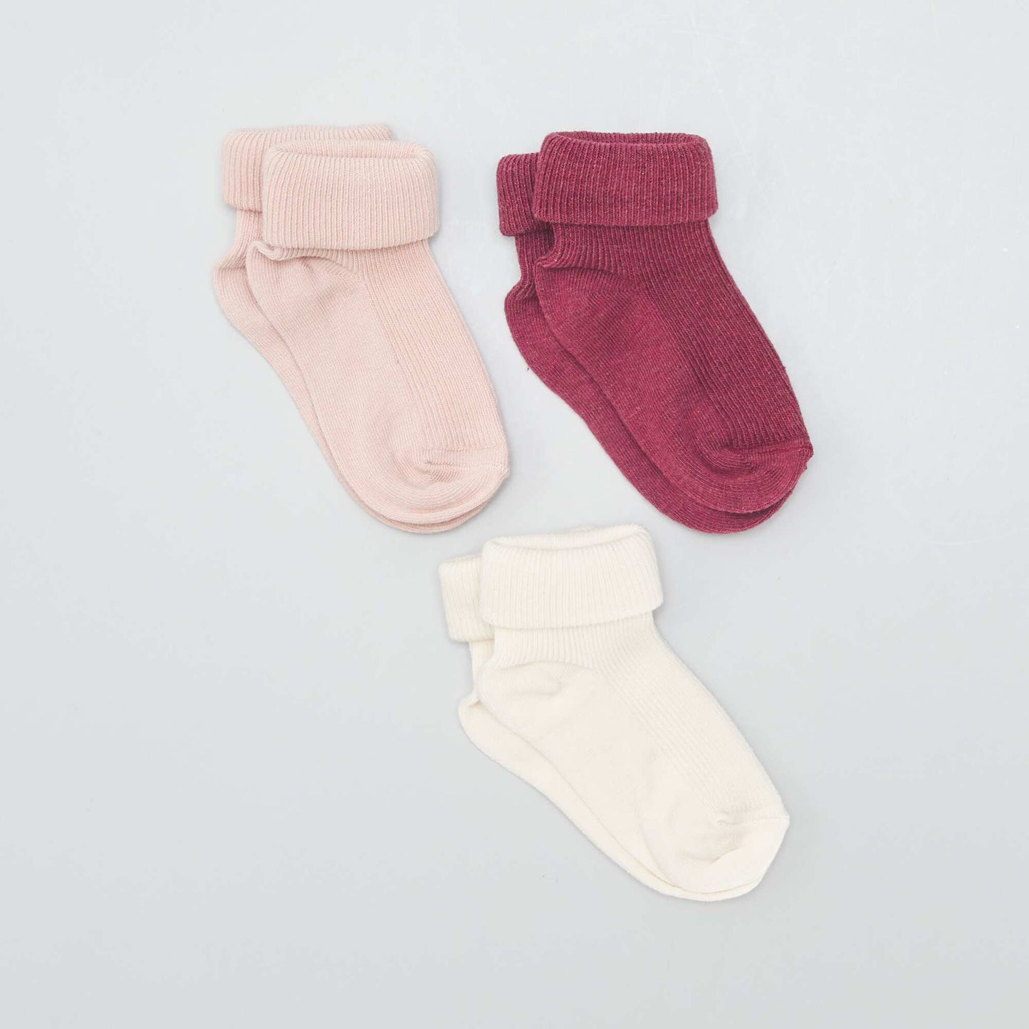 Lot 3 paires de chaussettes Rose/blanc