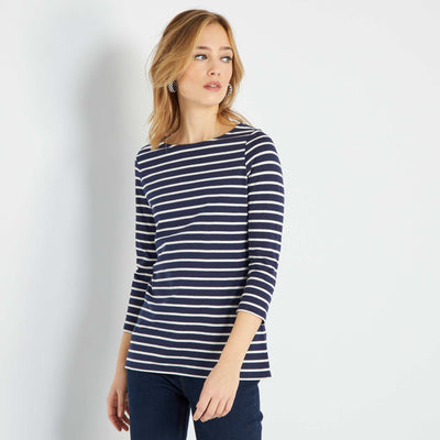 T-shirt basique col bateau Bleu/blanc
