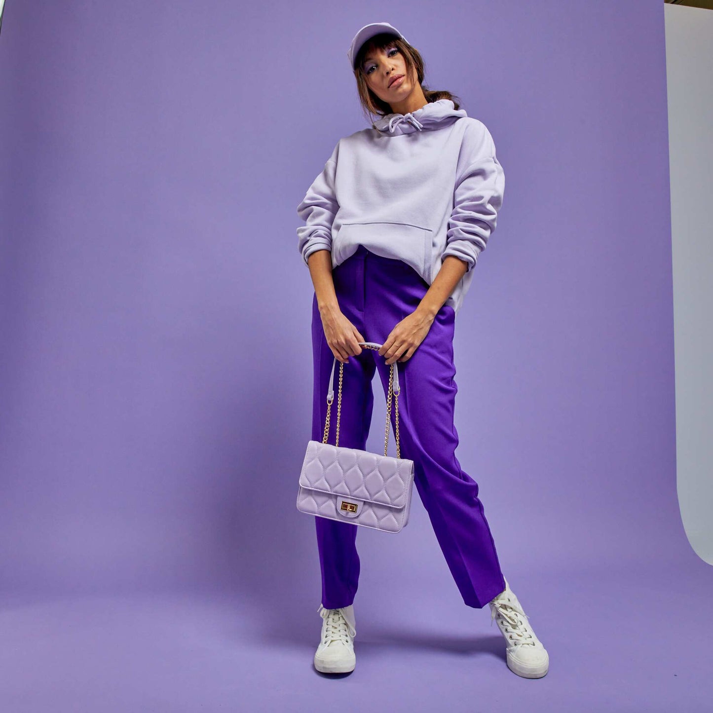 T-shirt basique col bateau lilas
