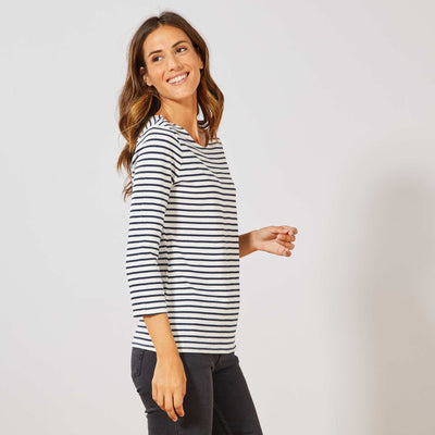 T-shirt basique col bateau blanc ray