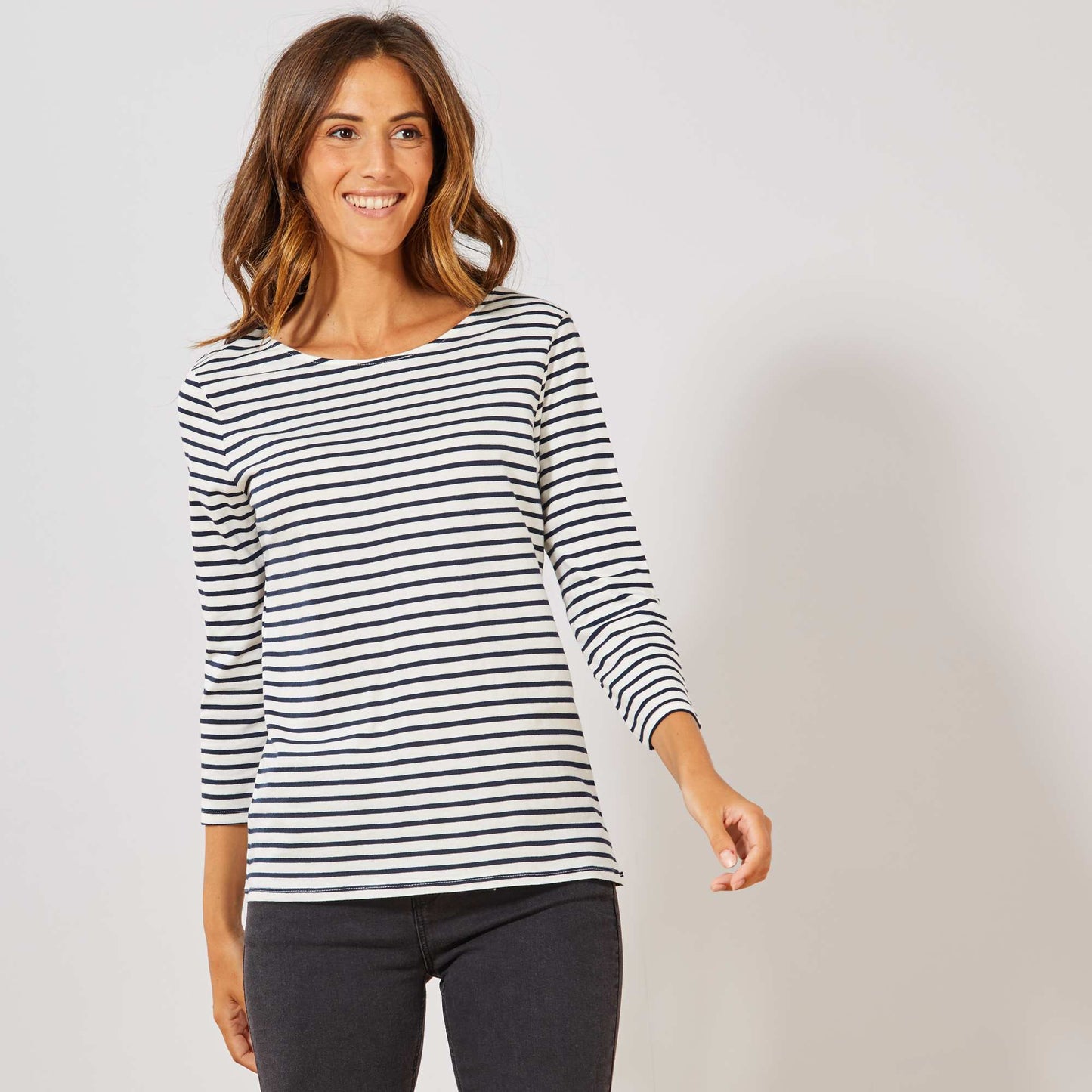 T-shirt basique col bateau blanc ray