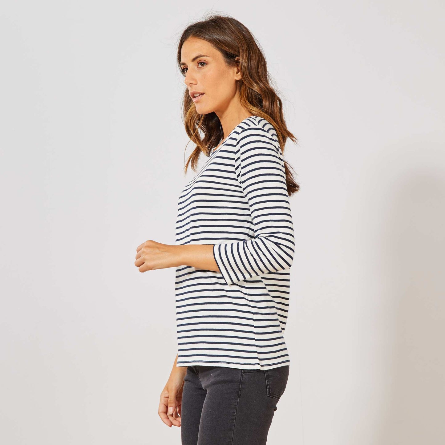 T-shirt basique col bateau blanc ray