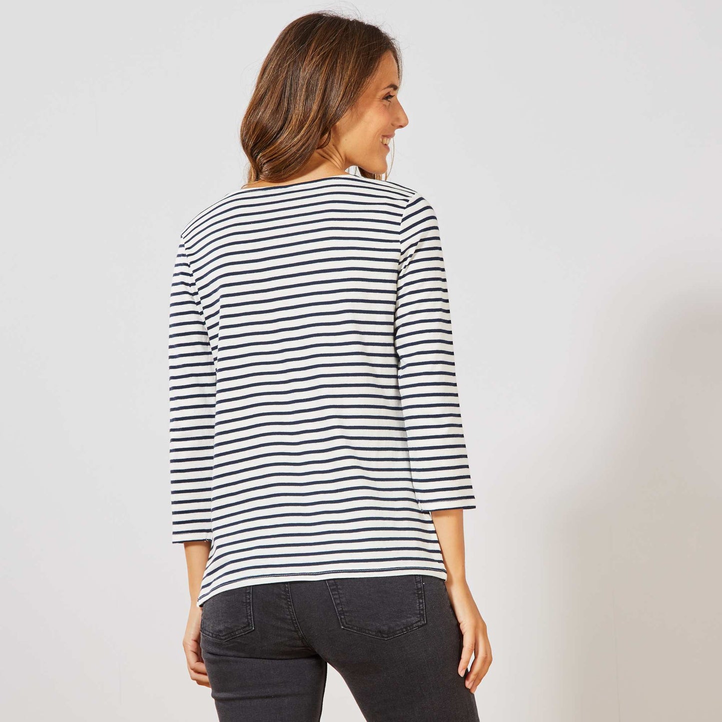 T-shirt basique col bateau blanc ray