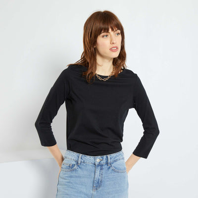 T-shirt basique col bateau noir