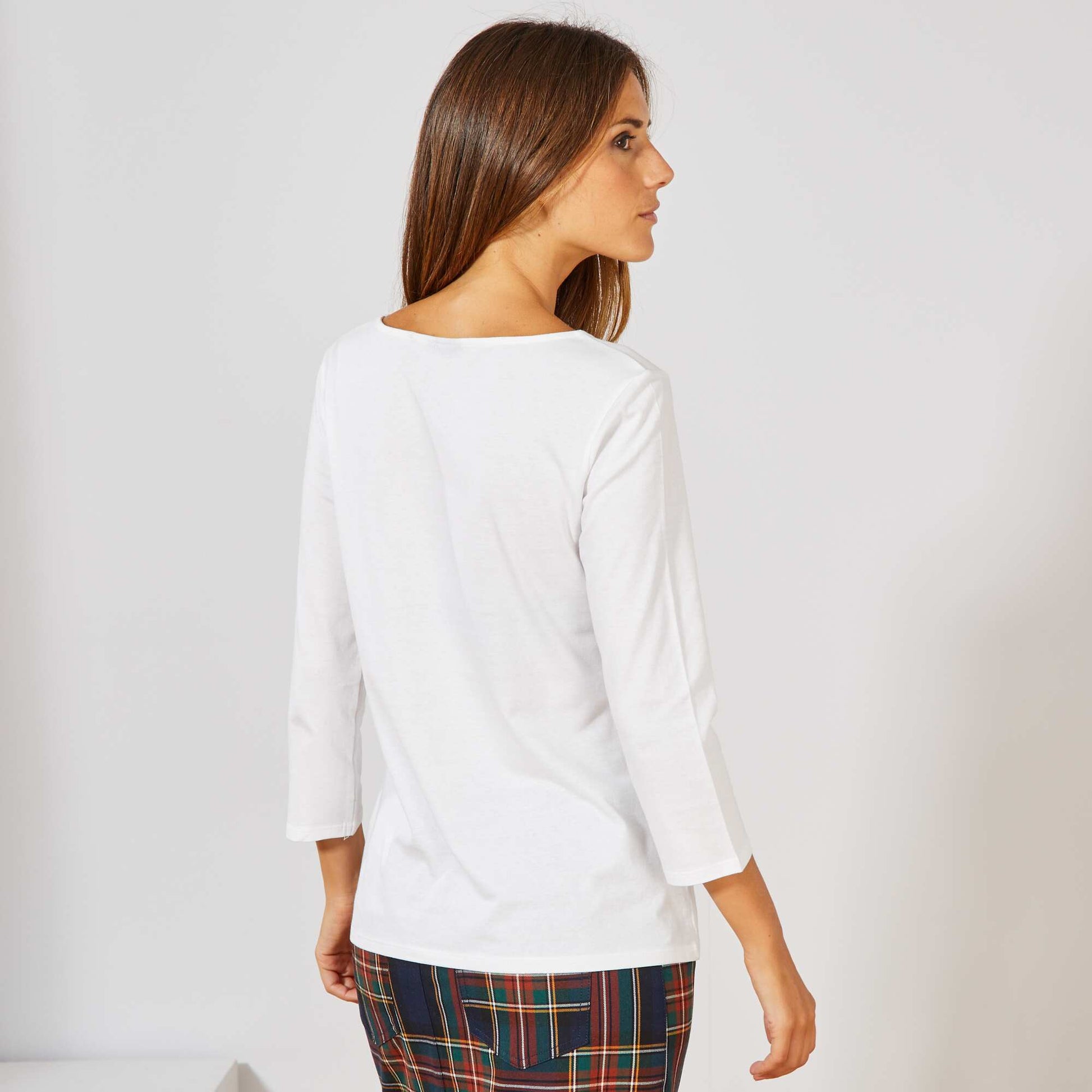 T-shirt basique col bateau blanc