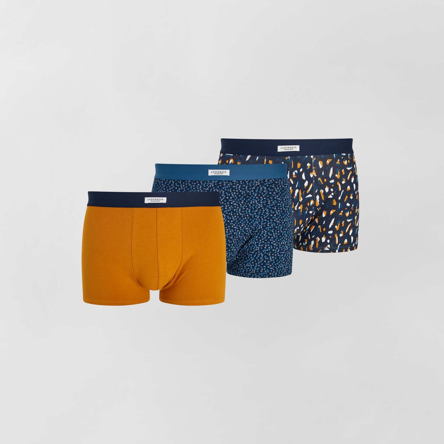 Lot 3 boxers stretch bleu/camel