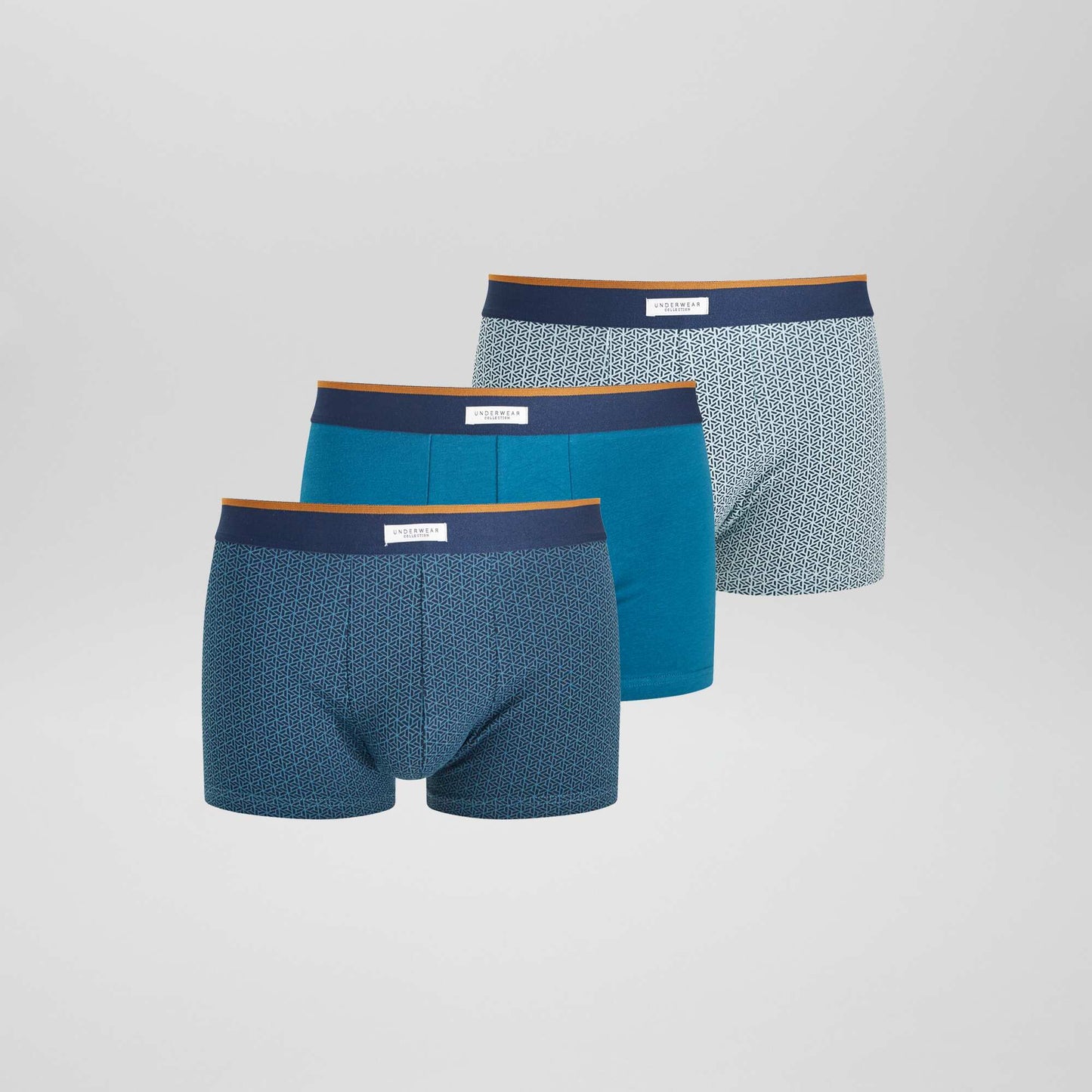 Lot 3 boxers stretch Bleu canard