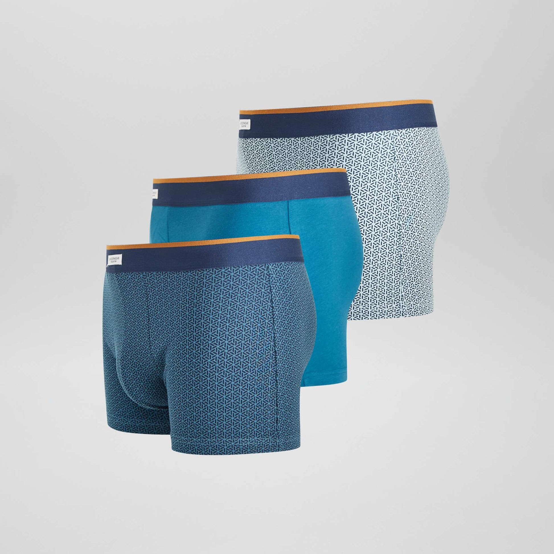 Lot 3 boxers stretch Bleu canard