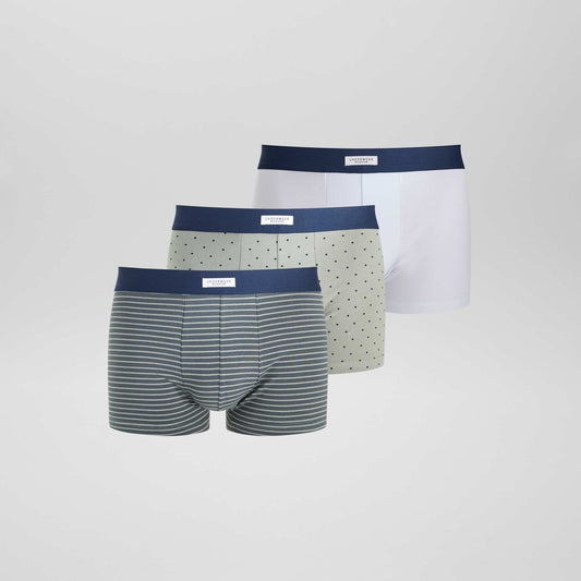 Lot 3 boxers stretch Gris/vert/blanc