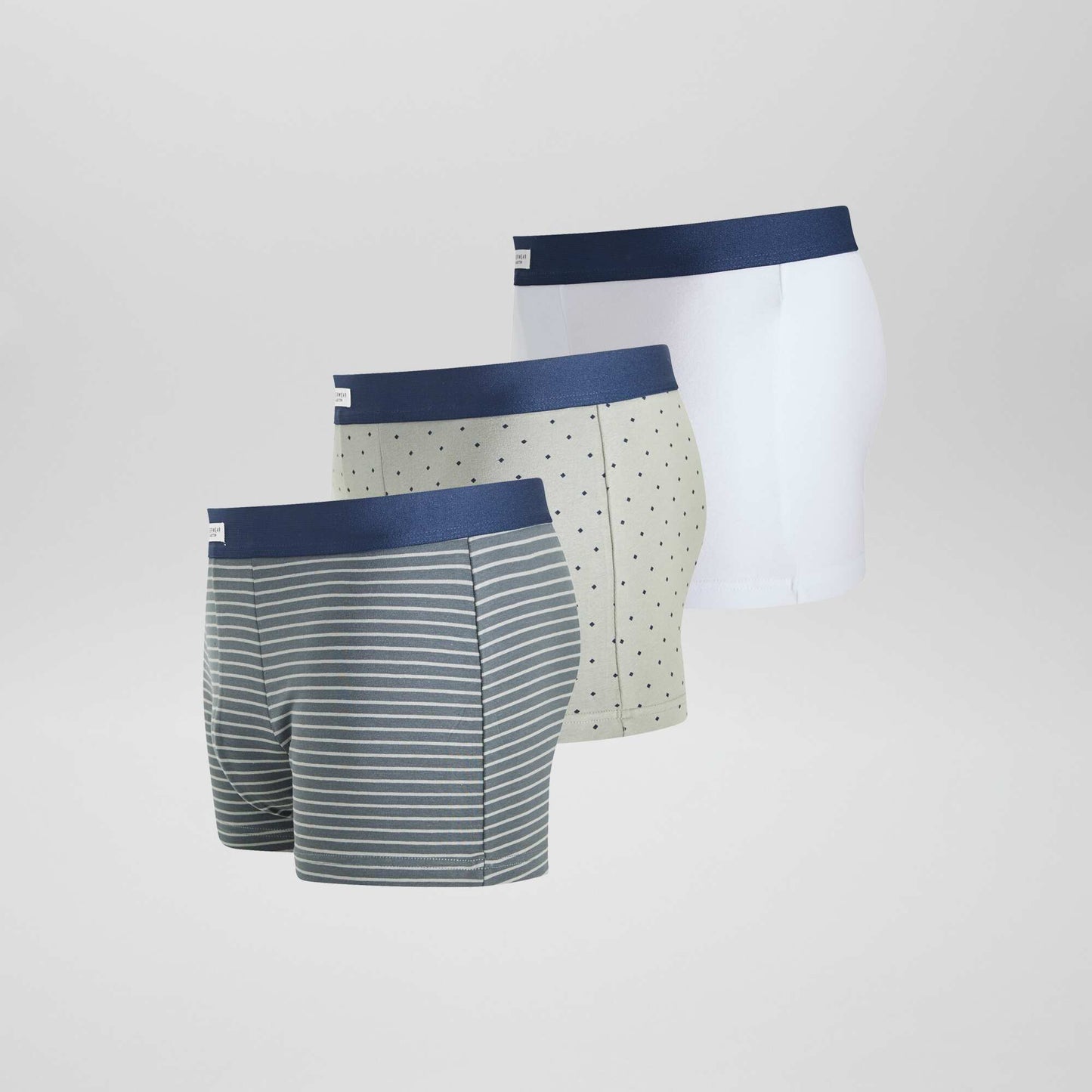 Lot 3 boxers stretch Gris/vert/blanc