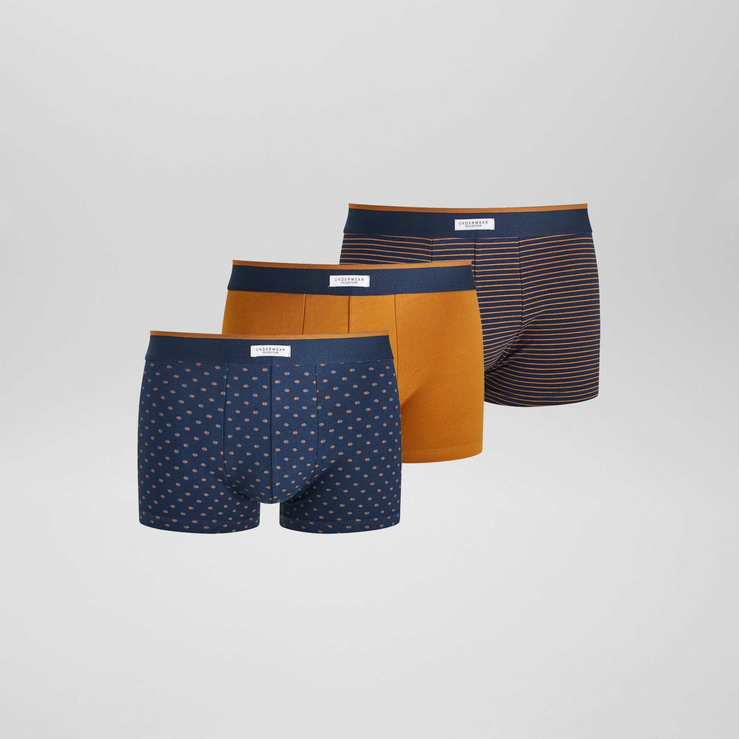 Lot 3 boxers stretch Bleu/marine jaune
