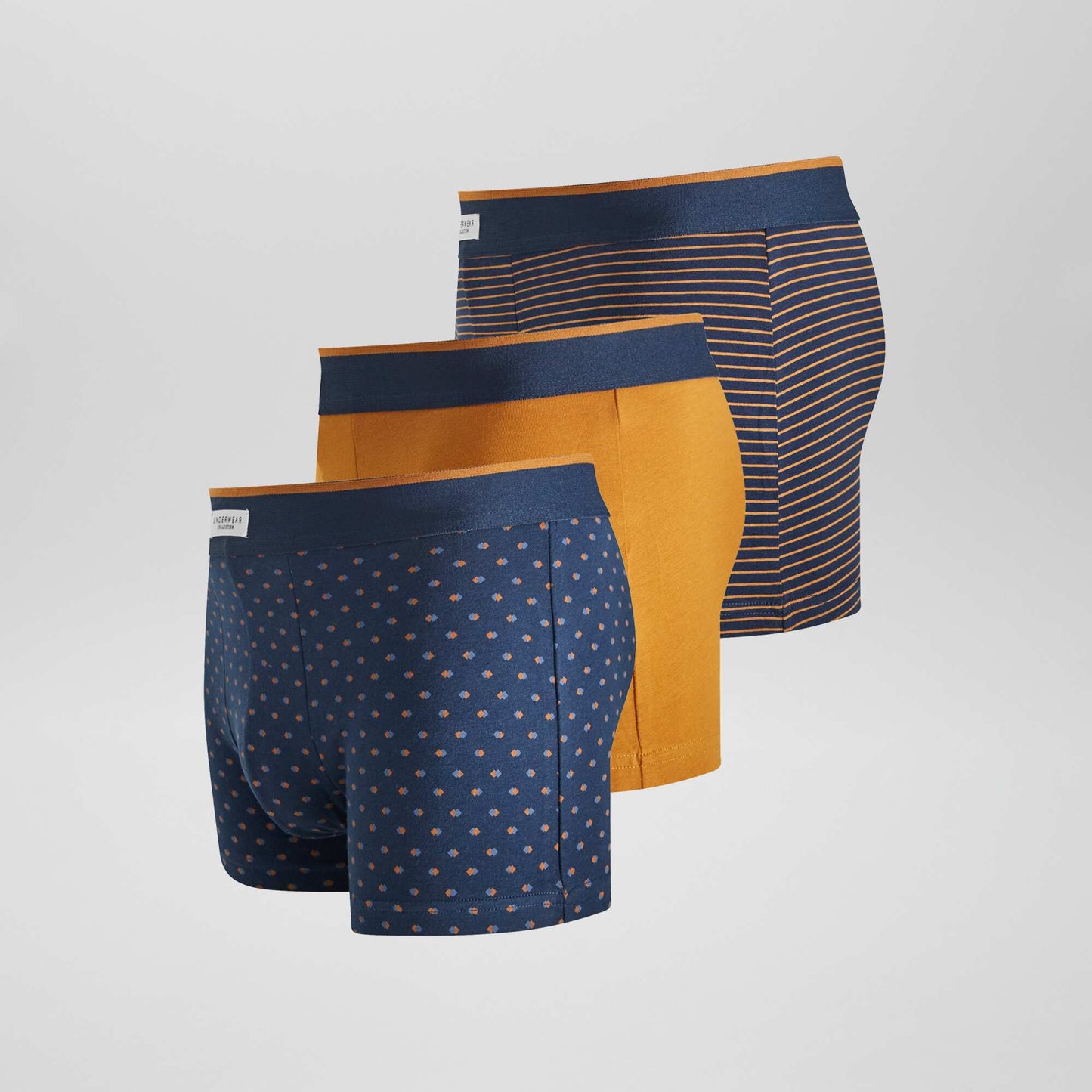 Lot 3 boxers stretch Bleu/marine jaune
